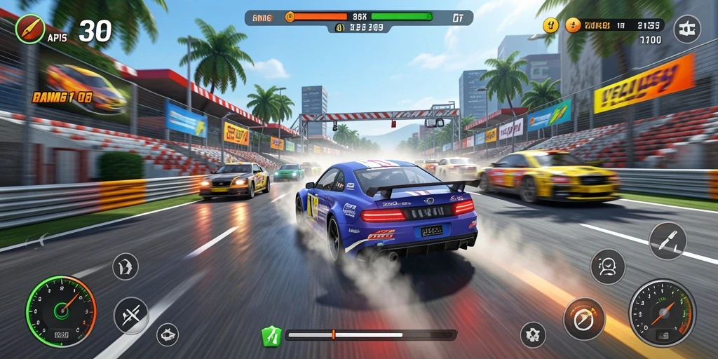 Tampilan gameplay menegangkan dalam balapan API288.
