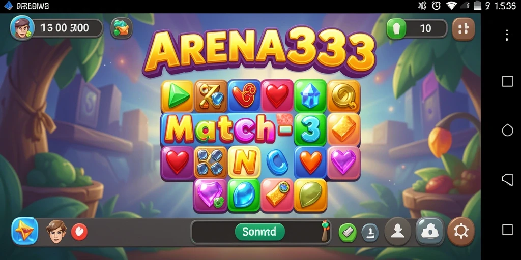 Tampilan gameplay seru di ARENA333 dengan permata warna-warni.