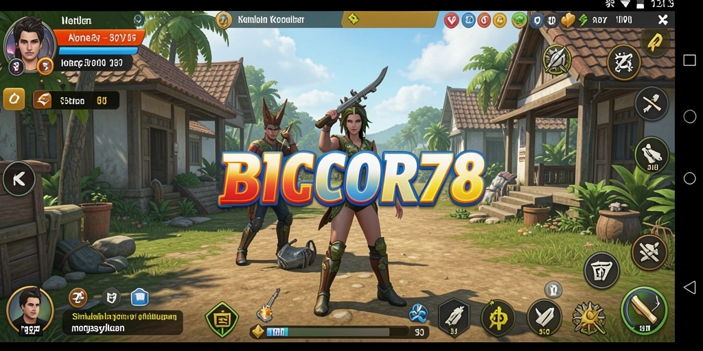 Tampilan gameplay menarik dalam BIGCOR78, menunjukkan aksi simulasi kehidupan.