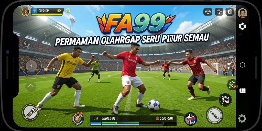 Tampilan gameplay FA99 yang seru dalam aksi olahraga.