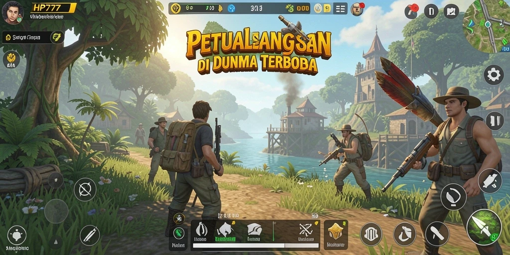 Screenshot utama gameplay dimainkan di dunia terbuka HP777.