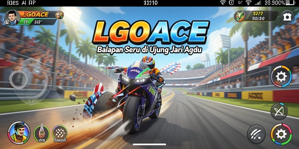 Tangkapan layar LGOACE menunjukkan aksi balapan yang seru dan intens.