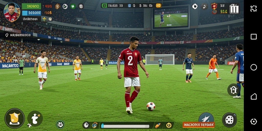 Tampilan gameplay <strong>MACANTOTO</strong> yang seru dengan aksi sepak bola intens.