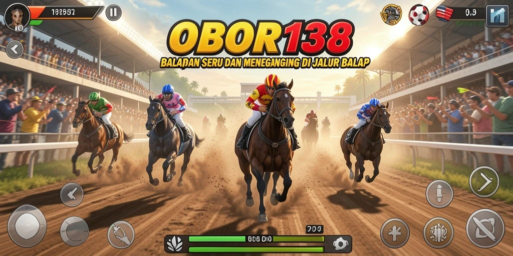 Tampilan gameplay OBOR138 saat balapan menegangkan penuh aksi.