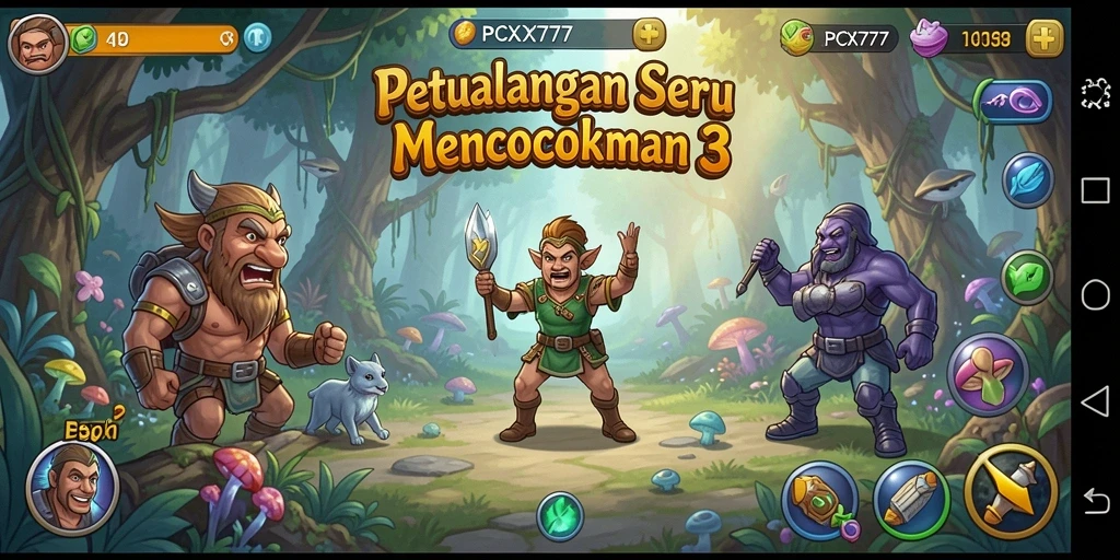 Tampilan gameplay seru dalam PCX777 yang penuh warna.